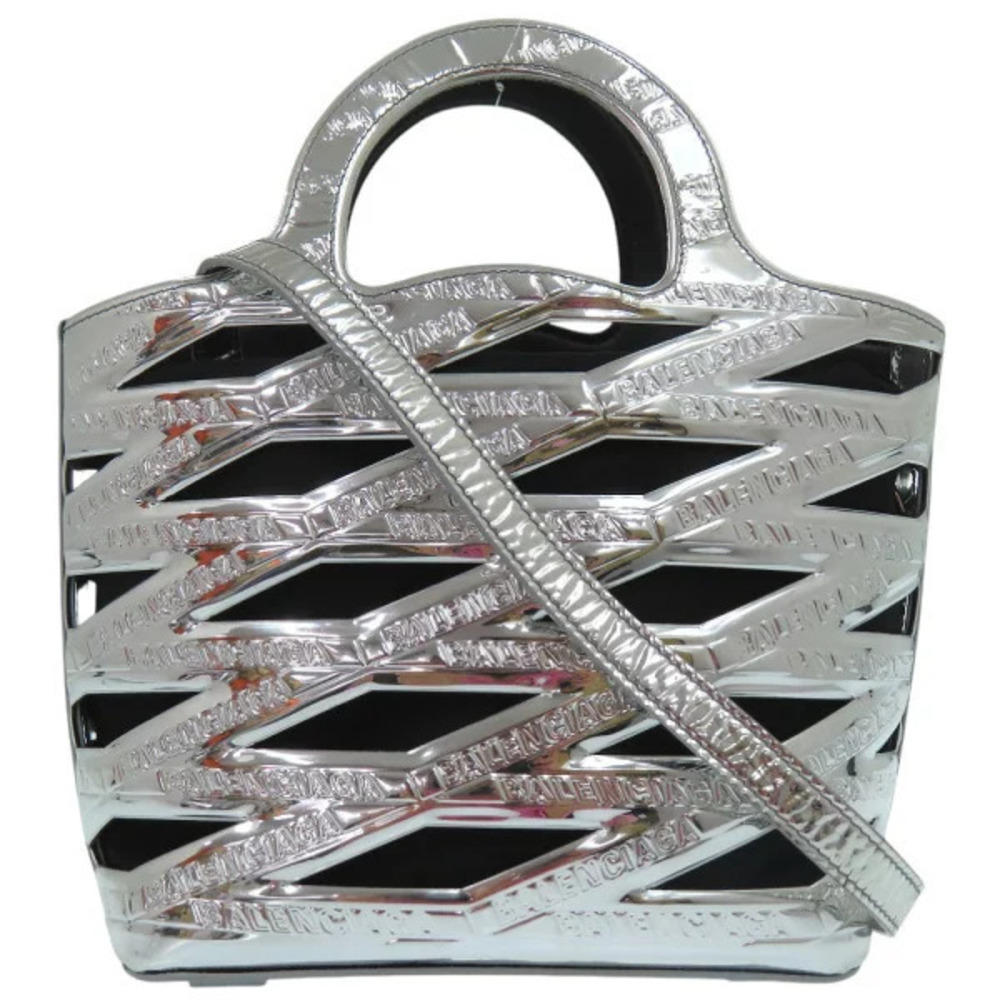 Balenciaga Neo Basket shoulder bag handbag enamel silver